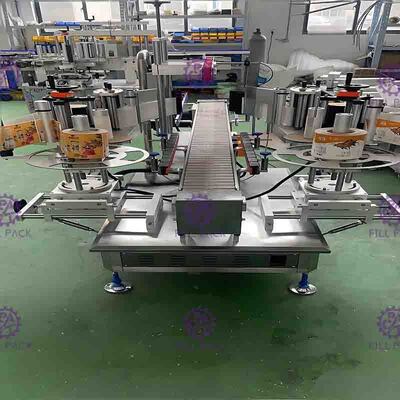 SUS304 40m/মিনিট স্বয়ংক্রিয় ফ্ল্যাট বোতল লেবেলিং মেশিন ডাবল সাইডেড